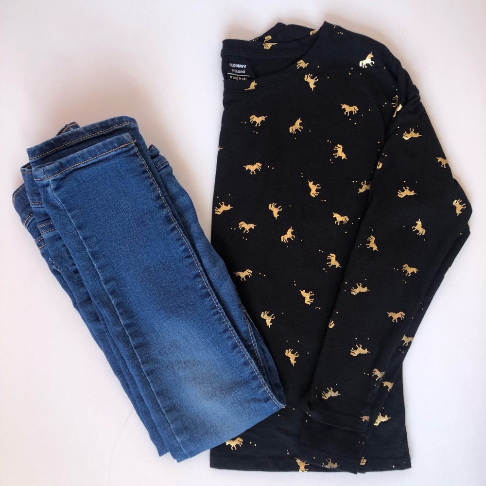 Girls Black Unicorn relaxed t shirt